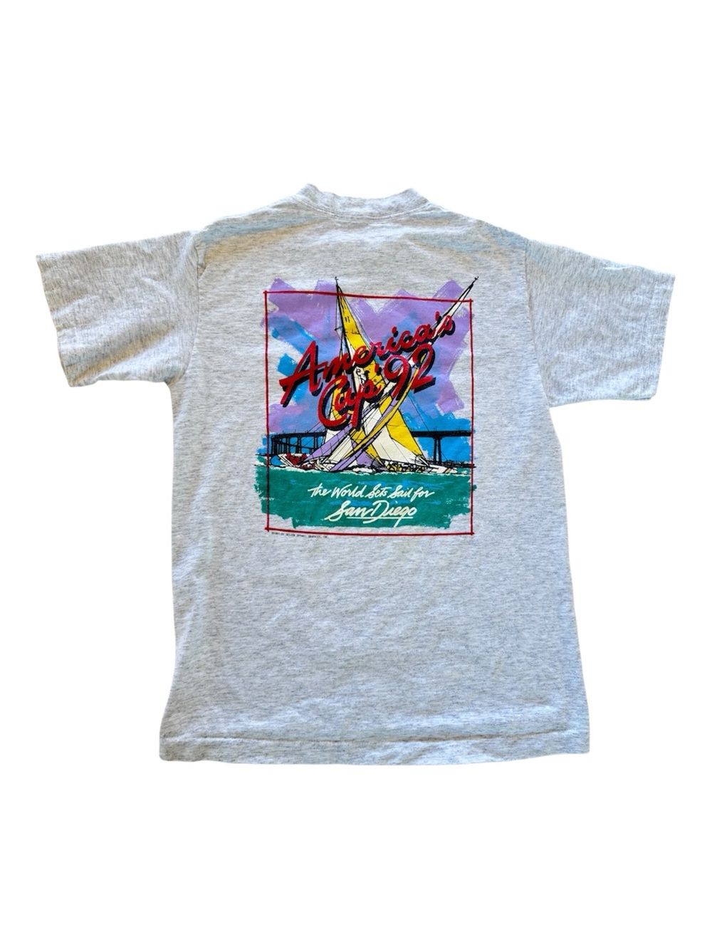 VTG 90s Sailing America's Cup 1992 Graphic T-Shirt San Diego CA Single Stitch M